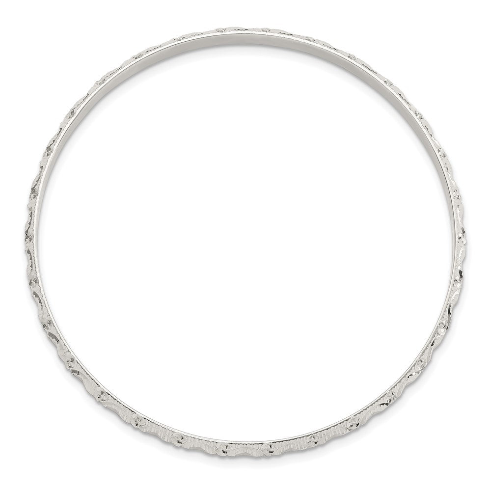 Sterlingsilber Diamantiert Gemustert Schieber-on Armreif