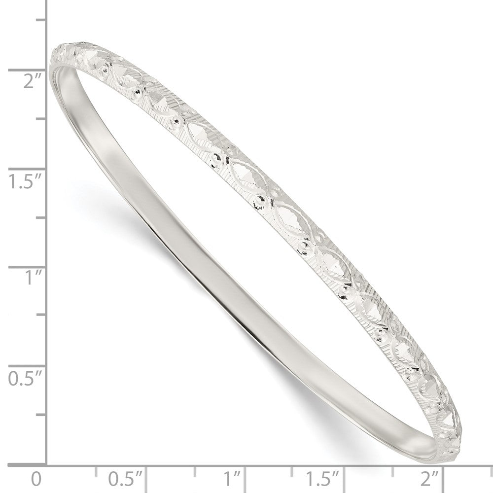 Sterlingsilber Diamantiert Gemustert Schieber-on Armreif
