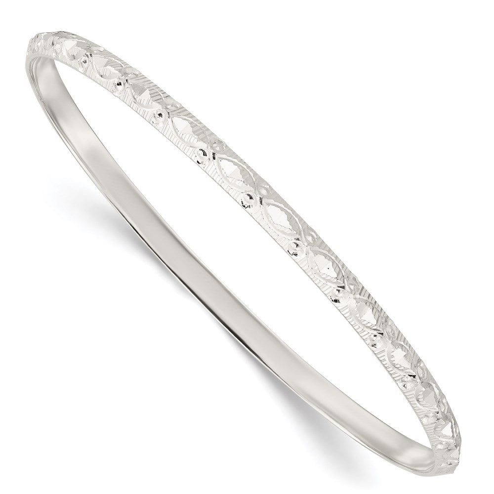 Sterlingsilber Diamantiert Gemustert Schieber-on Armreif