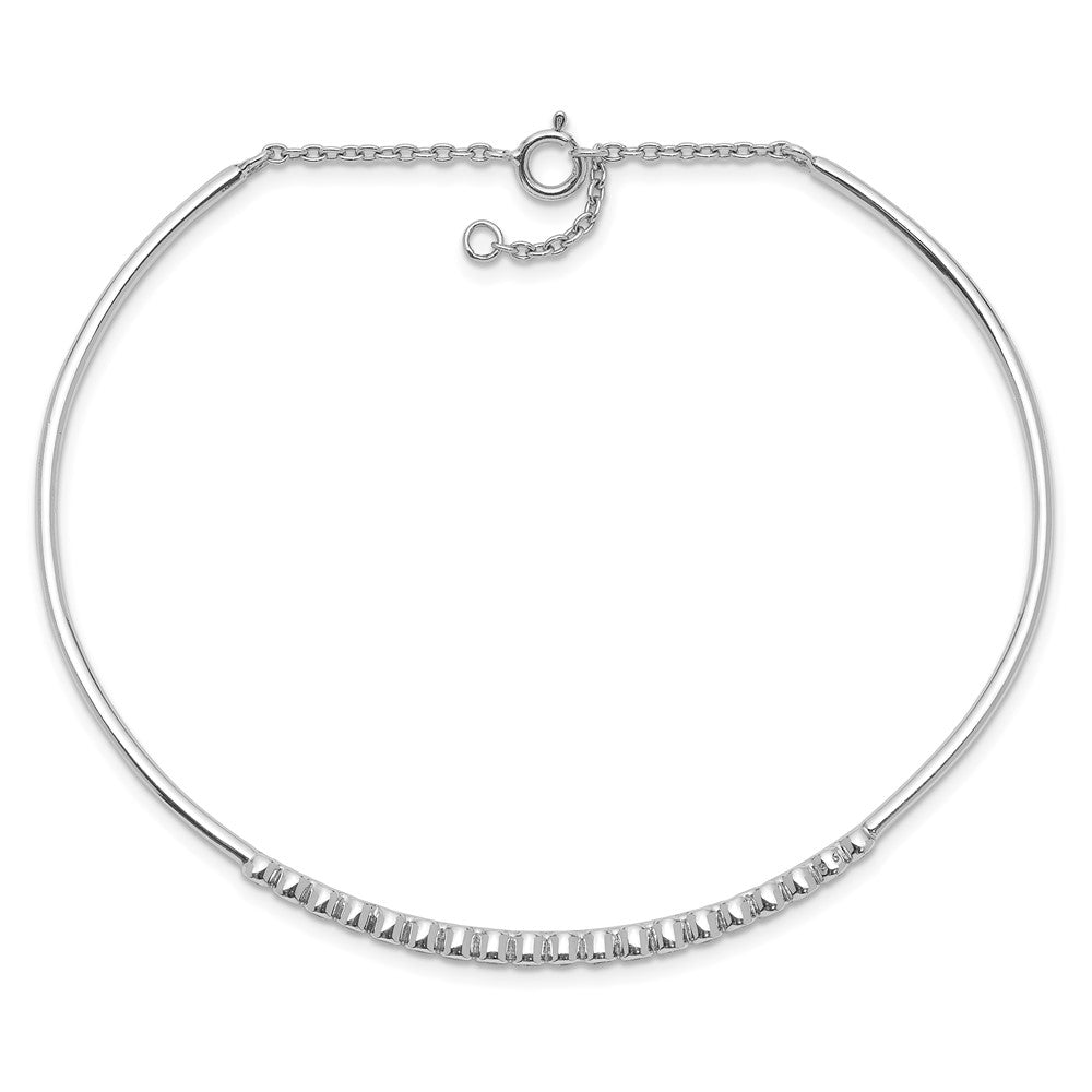 Sterlingsilber Rhodiniert Kinder Zirkonia Armreif mit Sicherheits Kette