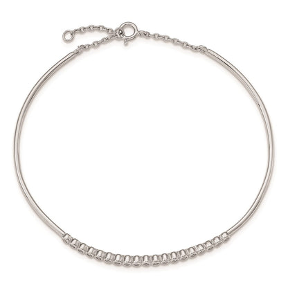 Sterlingsilber Rhodiniert Kinder Zirkonia Armreif mit Sicherheits Kette