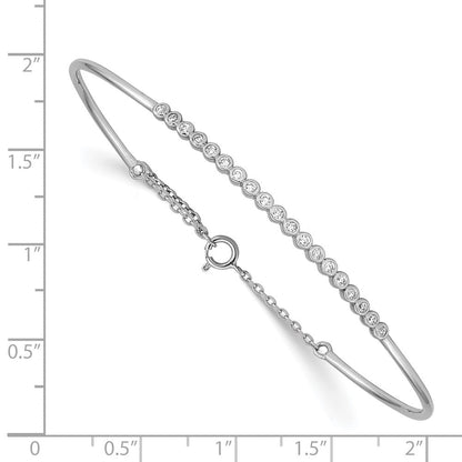 Sterlingsilber Rhodiniert Kinder Zirkonia Armreif mit Sicherheits Kette