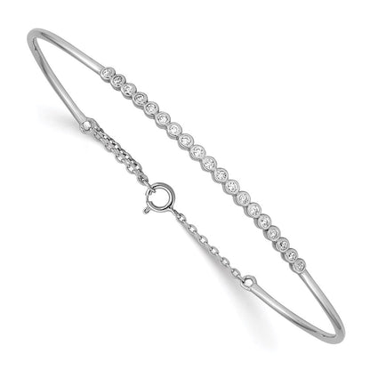 Sterlingsilber Rhodiniert Kinder Zirkonia Armreif mit Sicherheits Kette