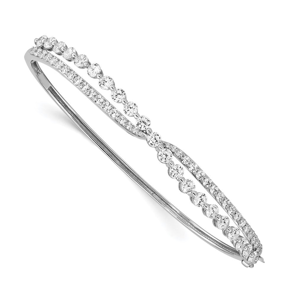 Sterlingsilber Rhodiniert Kreuz Zirkonia Klappbar Armreif