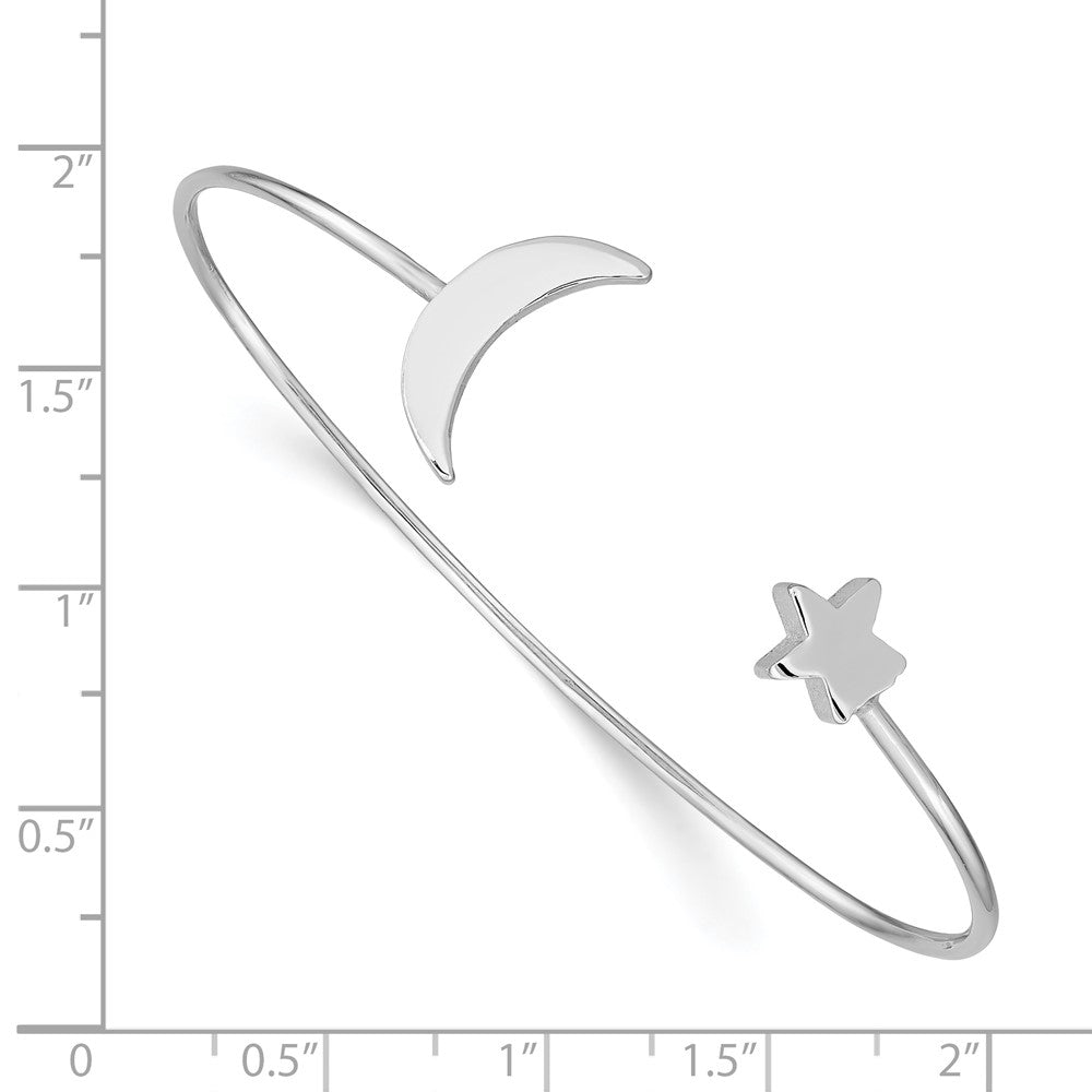 Sterlingsilber Rhodiniert Mond und Stern Armreif