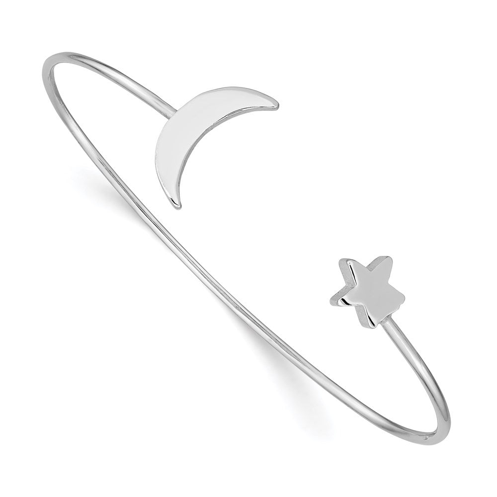 Sterlingsilber Rhodiniert Mond und Stern Armreif