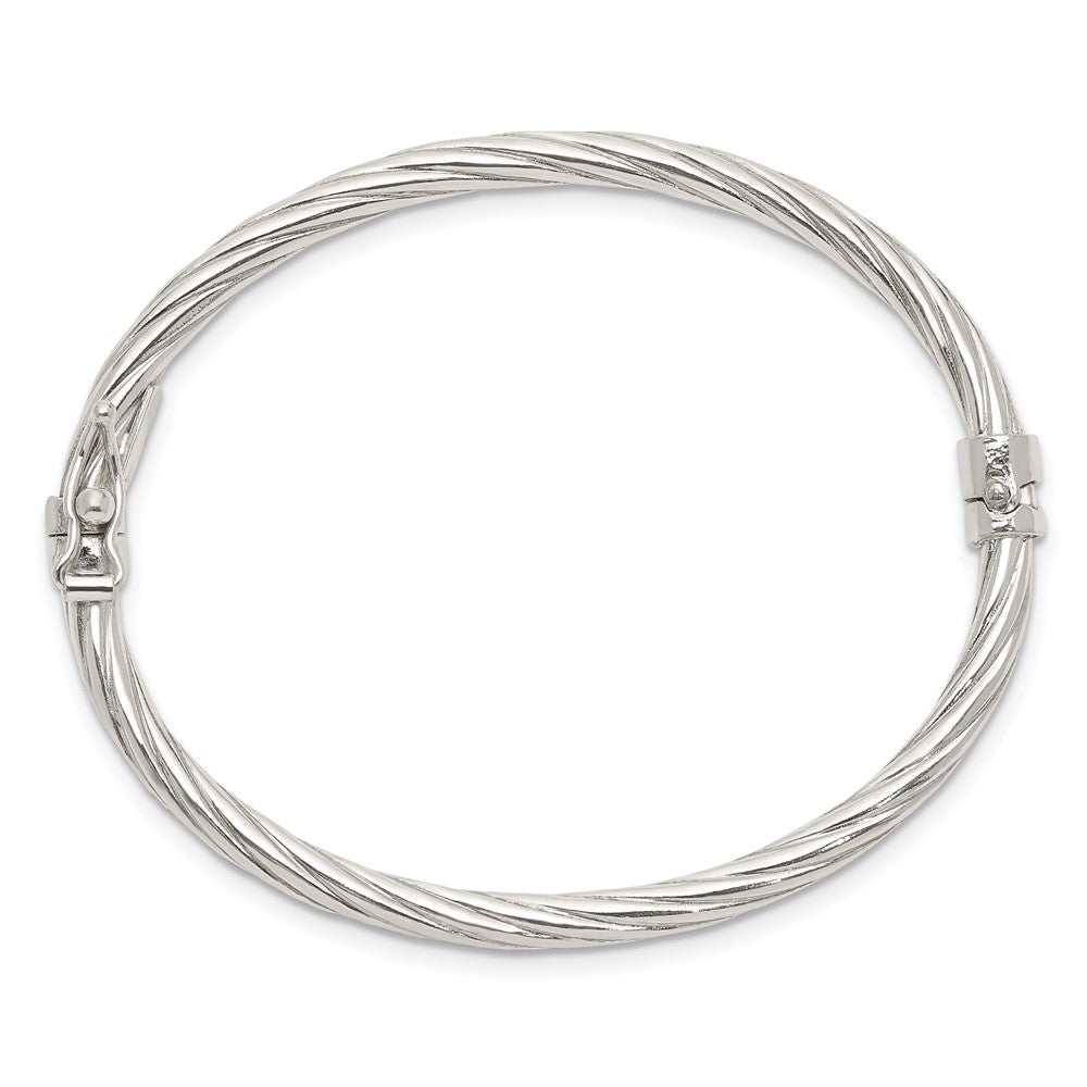 Sterlingsilber Poliert & Gedreht 3mm Klappbar Baby Armreif