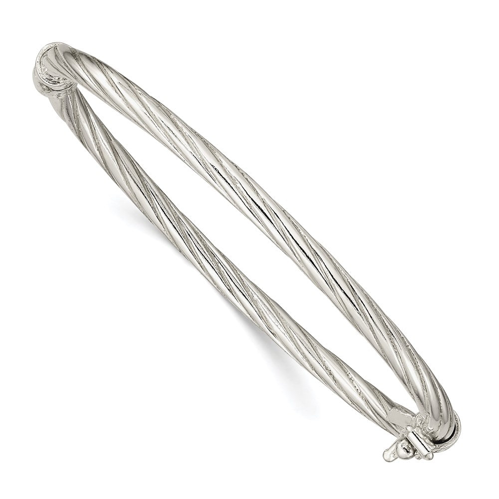 Sterlingsilber Poliert & Gedreht 3mm Klappbar Baby Armreif