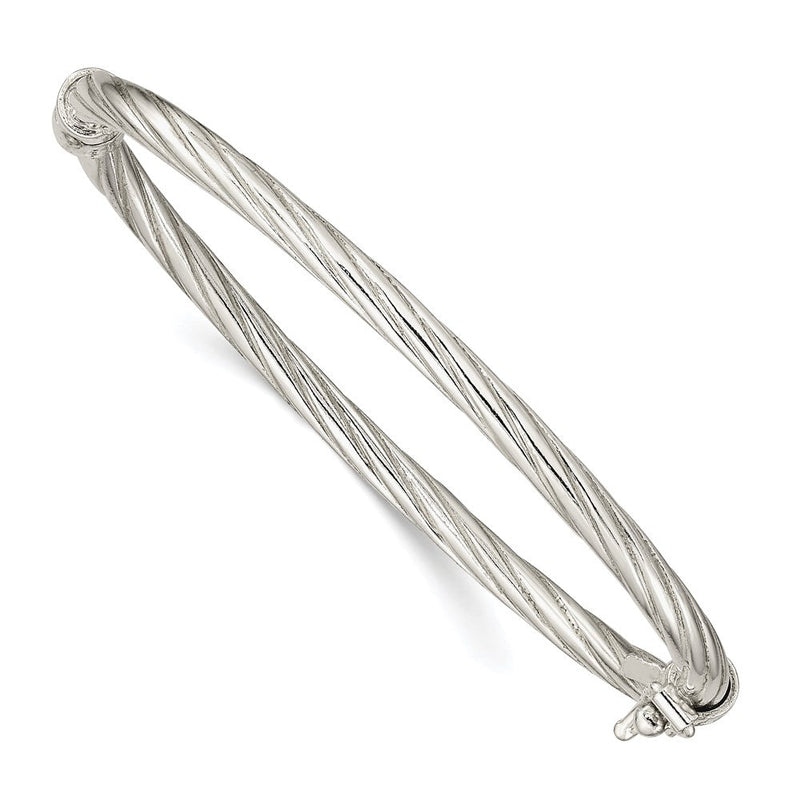 Sterlingsilber Poliert & Gedreht 3mm Klappbar Baby Armreif