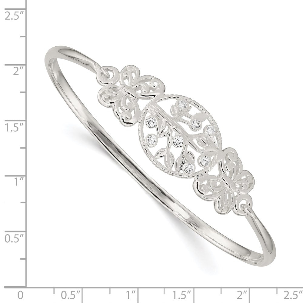 Sterlingsilber Schmetterling und Zirkonia Baum Armreif