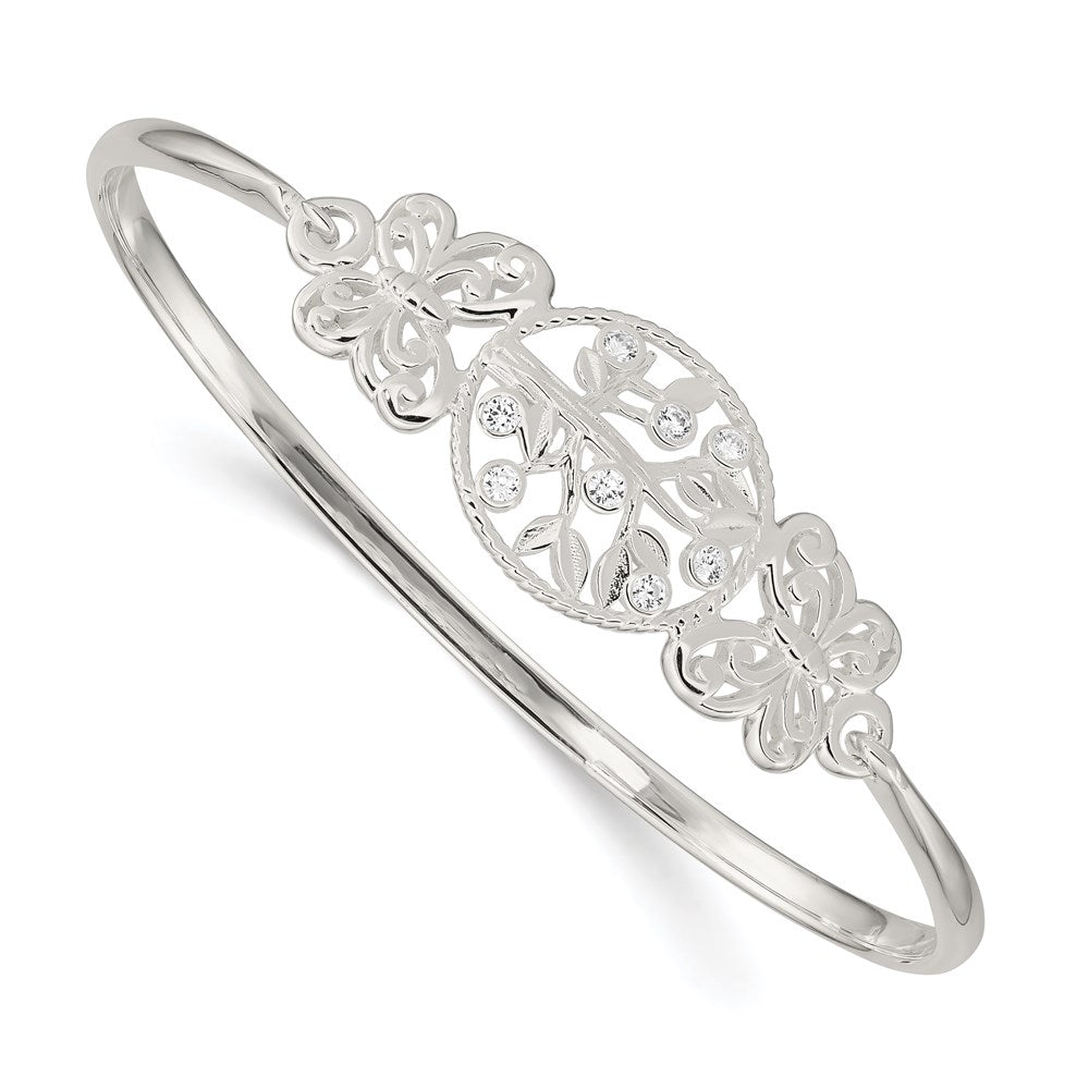 Sterlingsilber Schmetterling und Zirkonia Baum Armreif