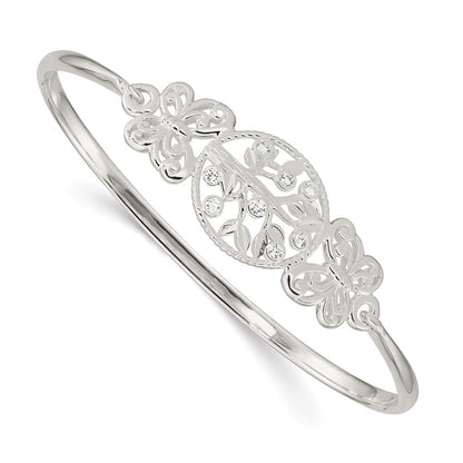 Sterlingsilber Schmetterling und Zirkonia Baum Armreif