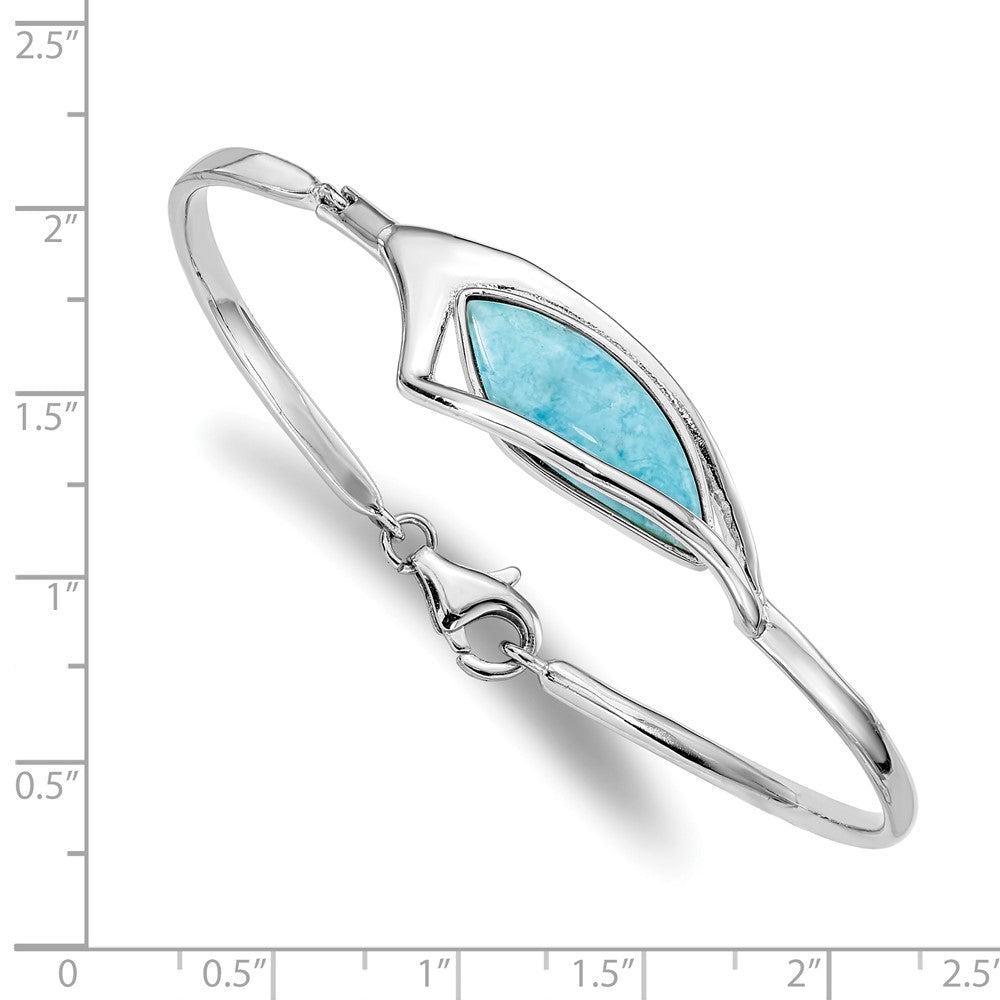 Sterlingsilber Rhodiniert Larimar mit Verschluss Armreif