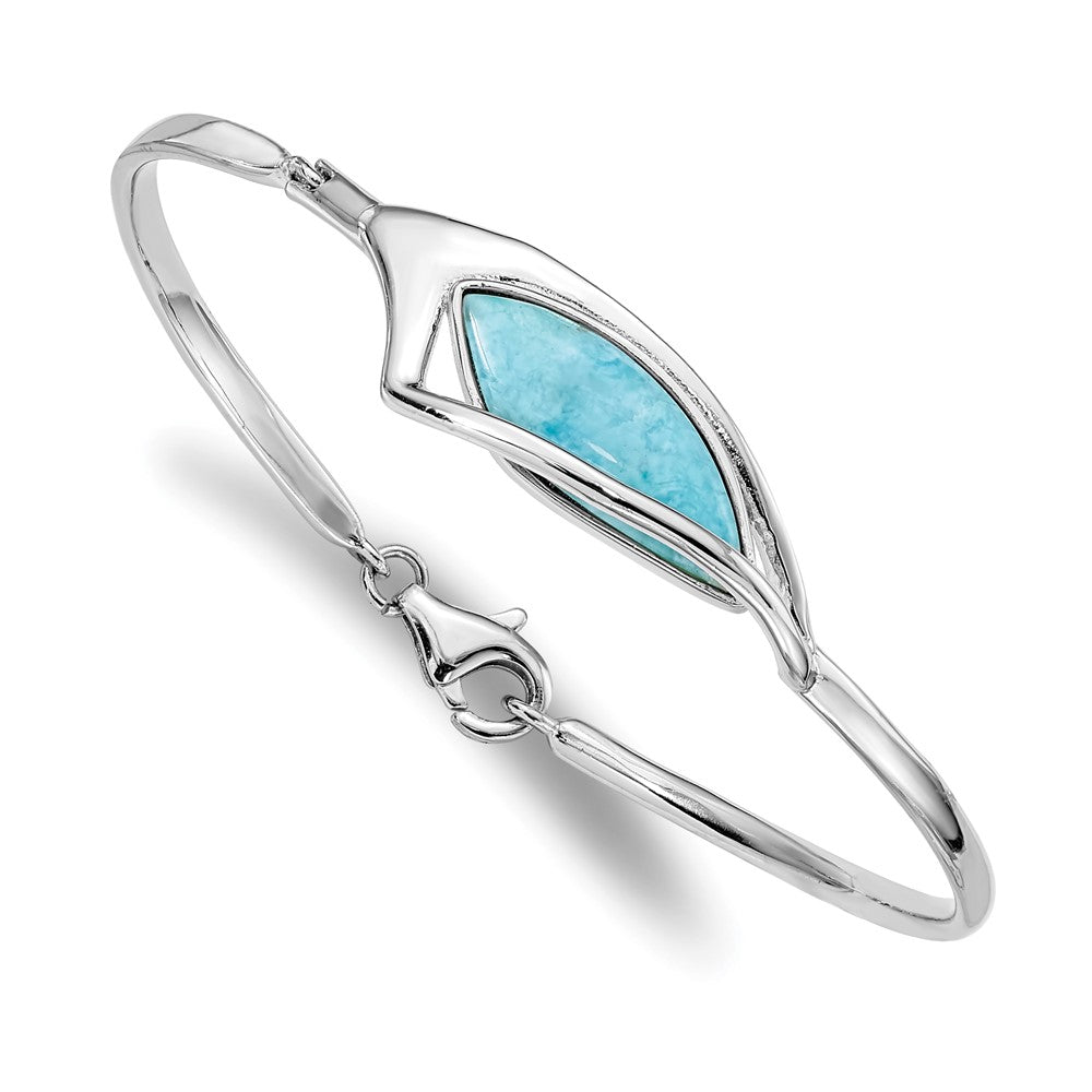 Sterlingsilber Rhodiniert Larimar mit Verschluss Armreif