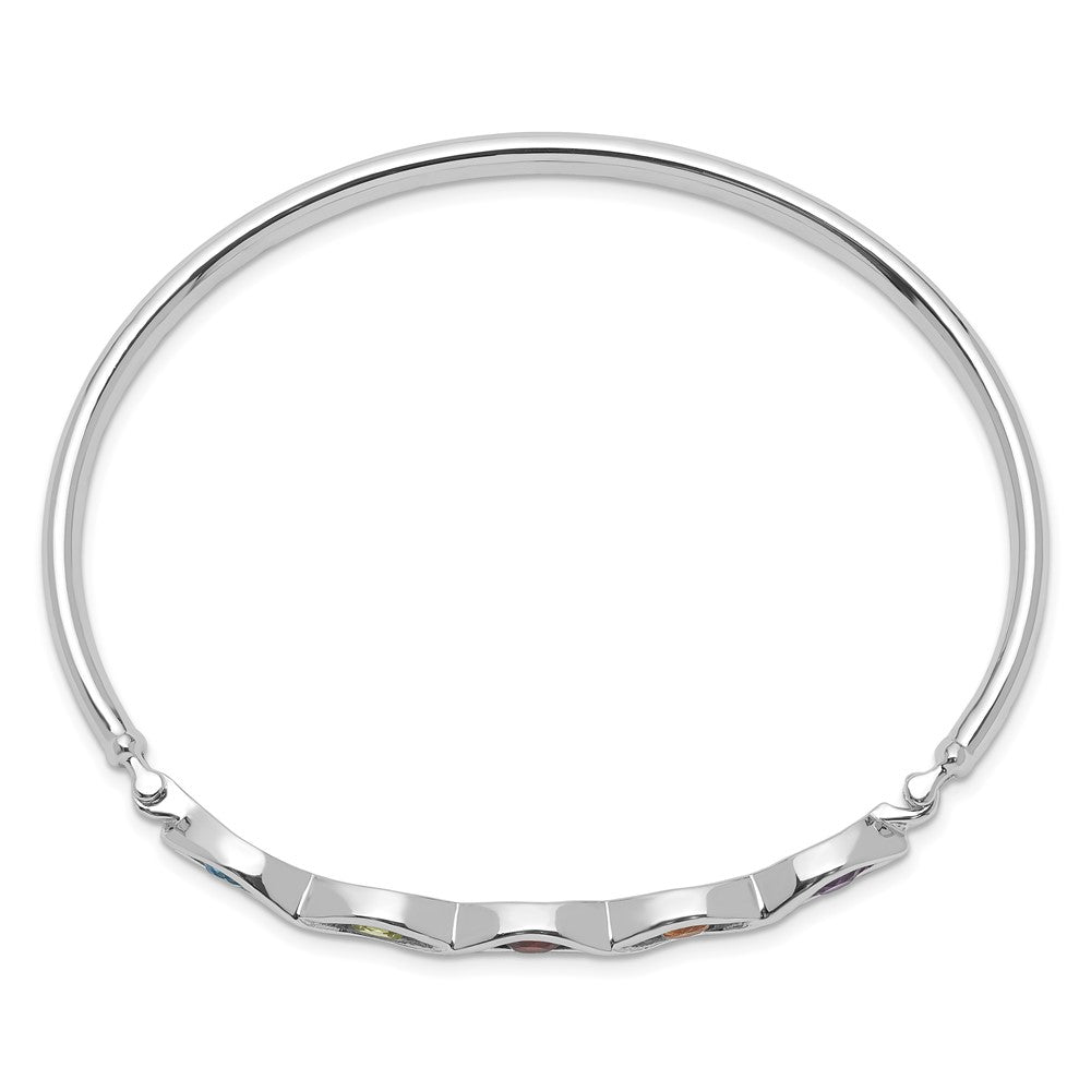 Sterlingsilber Rhodiniert Multi-gemstone Klappbar Armreif