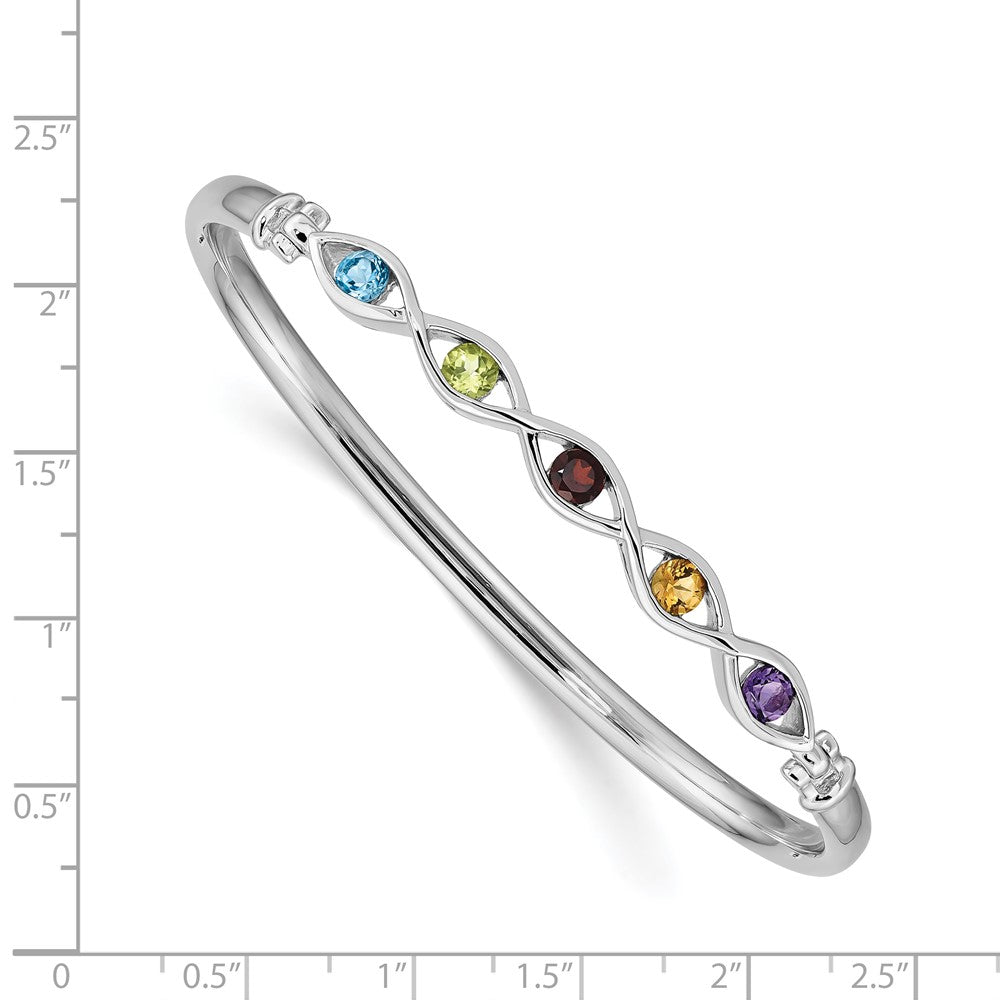 Sterlingsilber Rhodiniert Multi-gemstone Klappbar Armreif