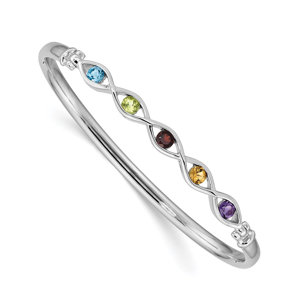 Sterlingsilber Rhodiniert Multi-gemstone Klappbar Armreif