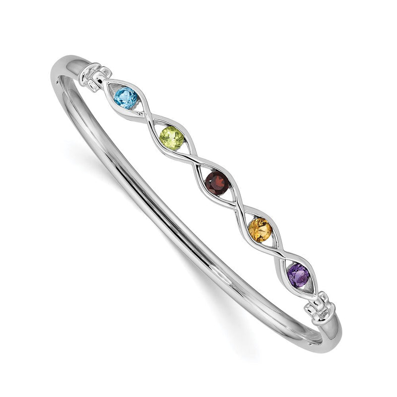 Sterlingsilber Rhodiniert Multi-gemstone Klappbar Armreif