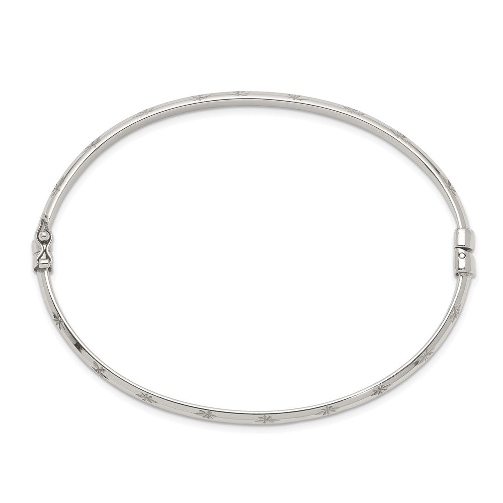 Sterlingsilber Diamantiert 4mm Armreif und 3mm Creole Ohrring Set