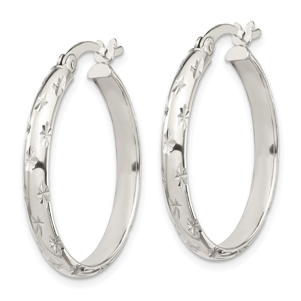 Sterlingsilber Diamantiert 4mm Armreif und 3mm Creole Ohrring Set