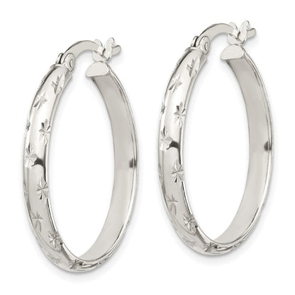 Sterlingsilber Diamantiert 4mm Armreif und 3mm Creole Ohrring Set