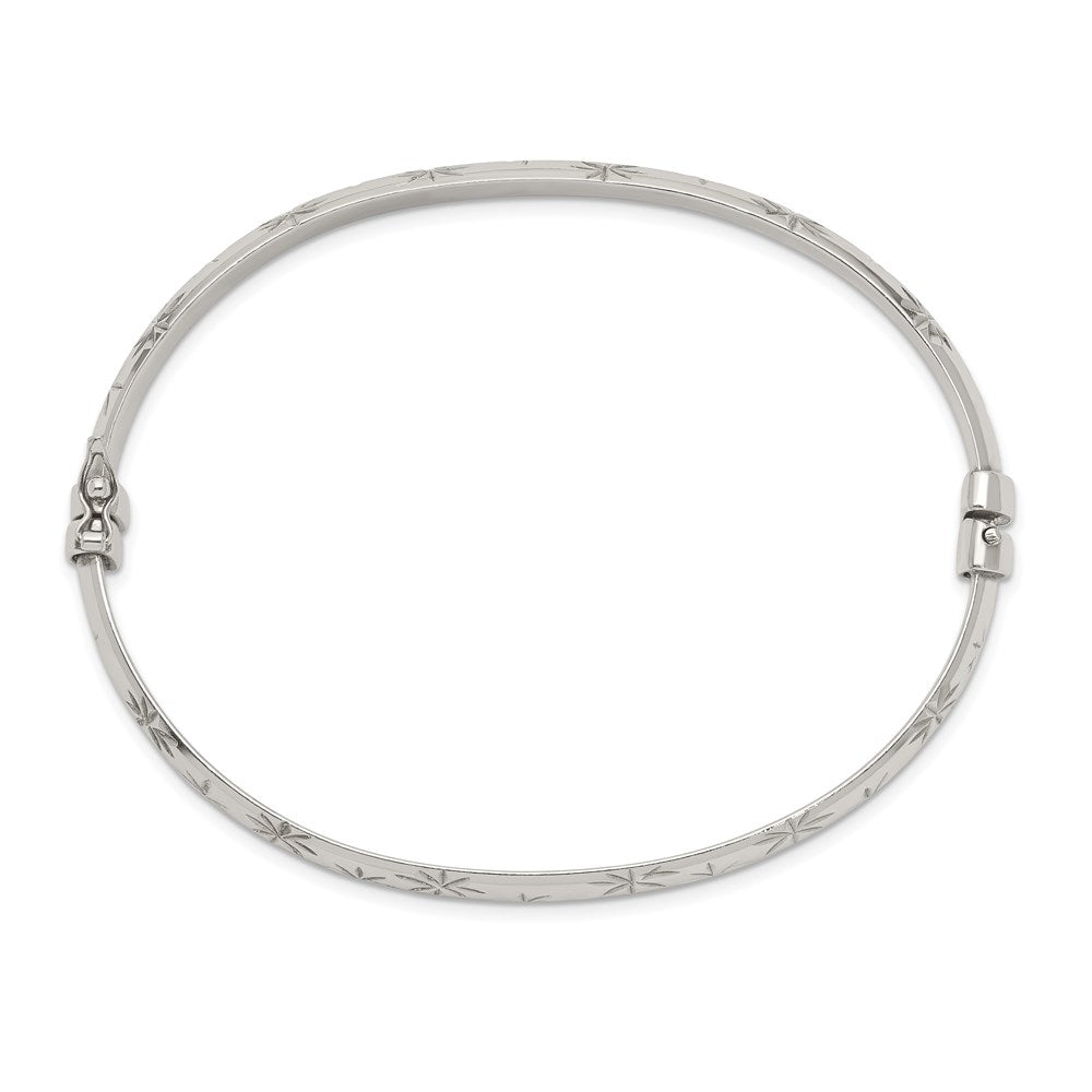 Sterlingsilber Diamantiert 6mm Armreif und 4mm Creole Ohrring Set