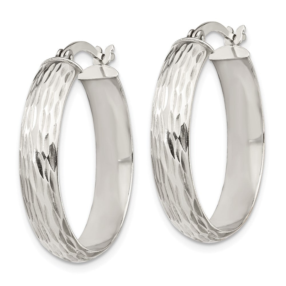 Sterlingsilber Diamantiert 7.5mm Armreif und 5mm Creole Ohrring Set