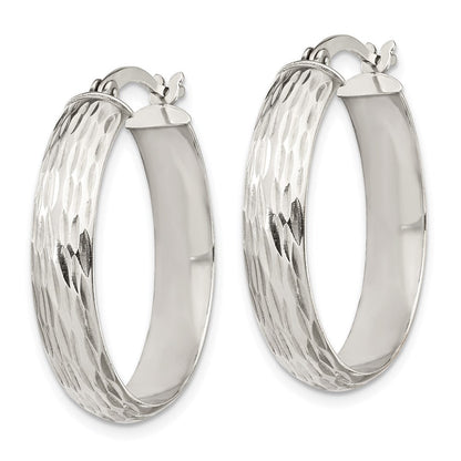 Sterlingsilber Diamantiert 7.5mm Armreif und 5mm Creole Ohrring Set