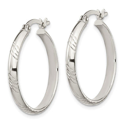 Sterlingsilber Diamantiert 4mm Armreif und 3mm Creole Ohrring Set