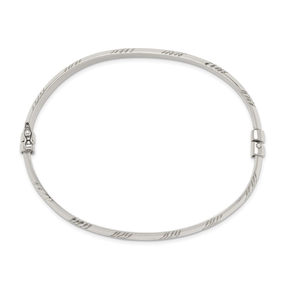 Sterlingsilber Diamantiert 6mm Armreif und 4mm Creole Ohrring Set