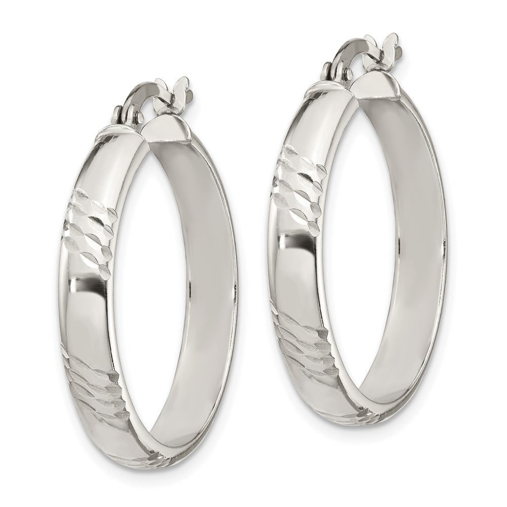 Sterlingsilber Diamantiert 6mm Armreif und 4mm Creole Ohrring Set