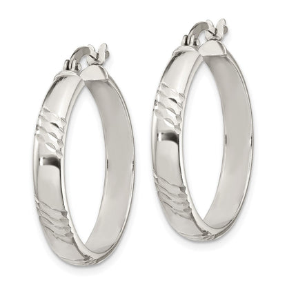 Sterlingsilber Diamantiert 6mm Armreif und 4mm Creole Ohrring Set