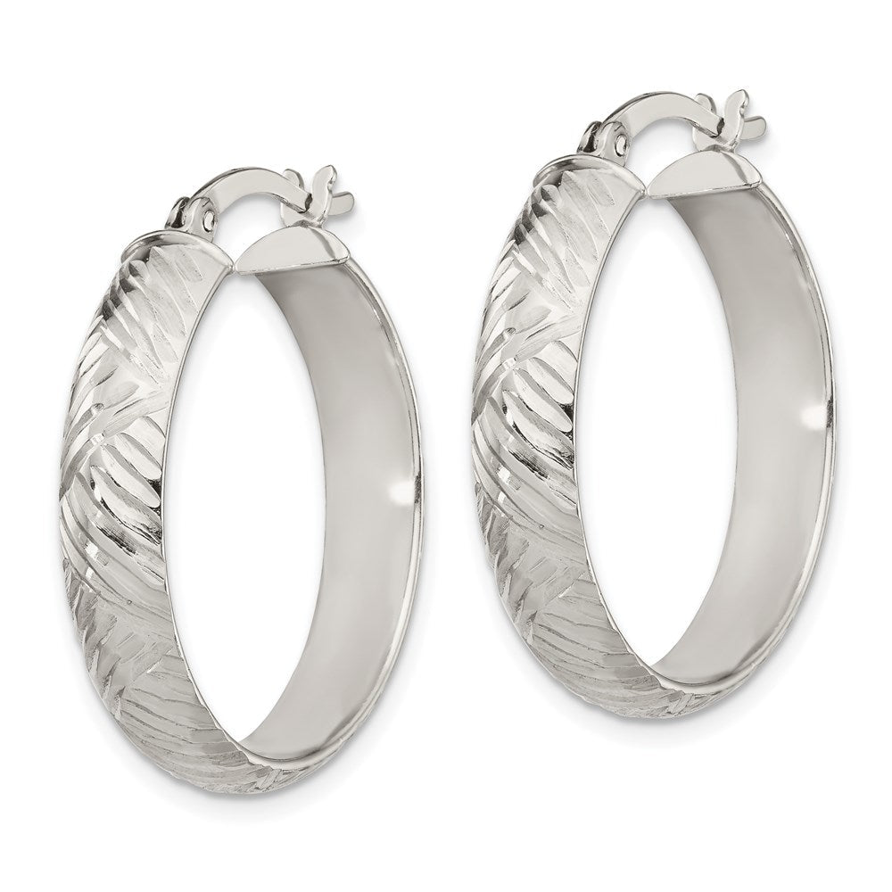 Sterlingsilber Diamantiert 7.5mm Armreif und 5mm Creole Ohrring Set