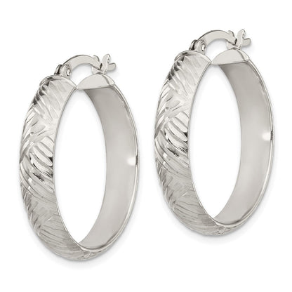 Sterlingsilber Diamantiert 7.5mm Armreif und 5mm Creole Ohrring Set