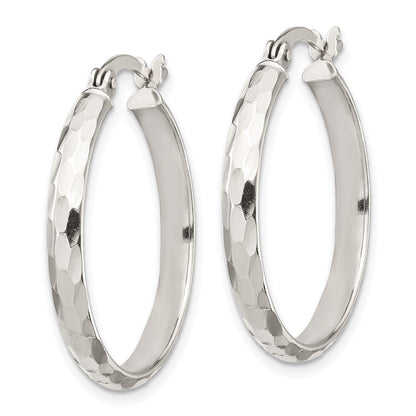 Sterlingsilber Diamantiert 4mm Armreif und 3mm Creole Ohrring Set