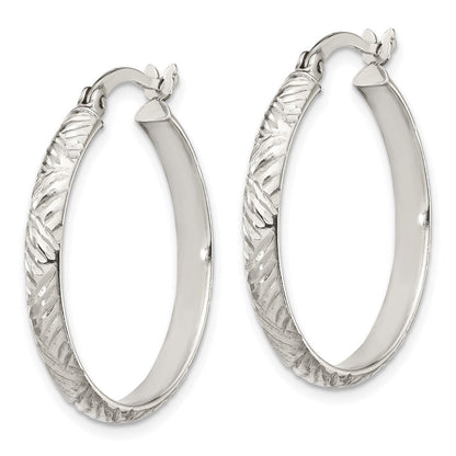 Sterlingsilber Diamantiert 4mm Armreif und 3mm Creole Ohrring Set