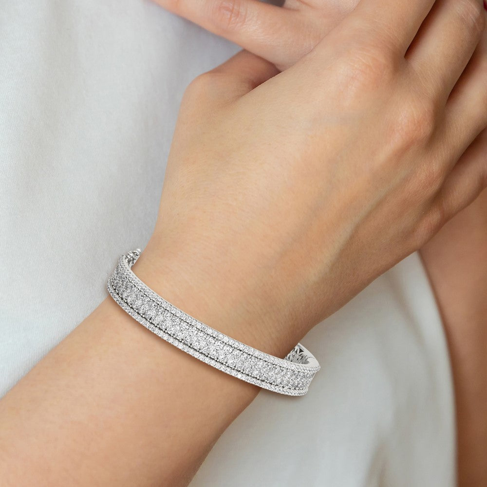 Sterlingsilber Schimmernd Rhodiniert 215 Stein Pavé Zirkonia Klappbar Armreif Armband
