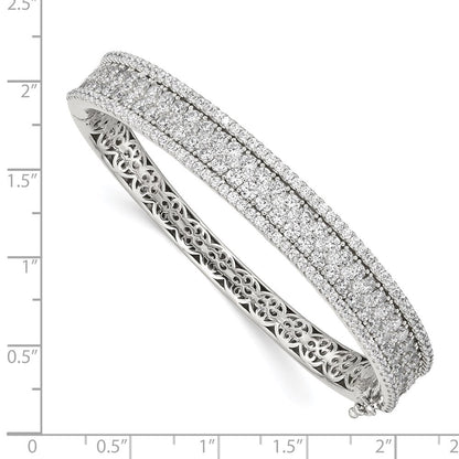 Sterlingsilber Schimmernd Rhodiniert 215 Stein Pavé Zirkonia Klappbar Armreif Armband