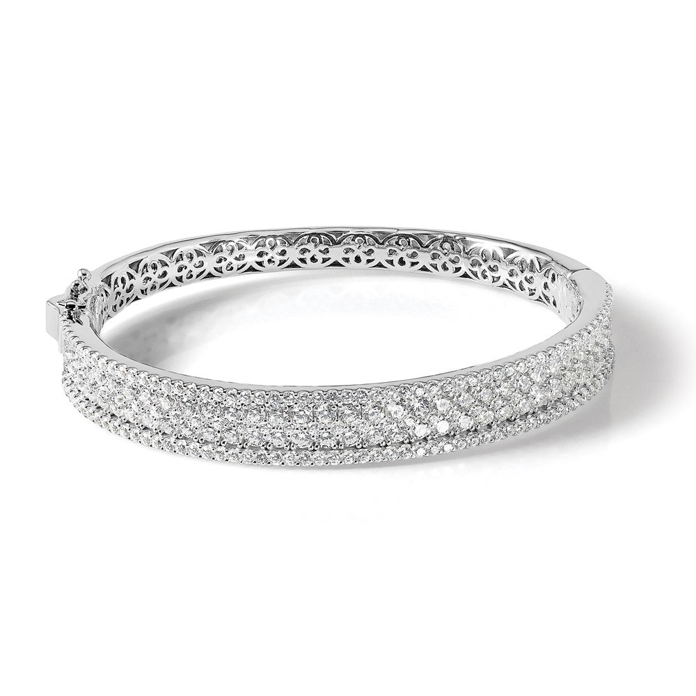 Sterlingsilber Schimmernd Rhodiniert 215 Stein Pavé Zirkonia Klappbar Armreif Armband