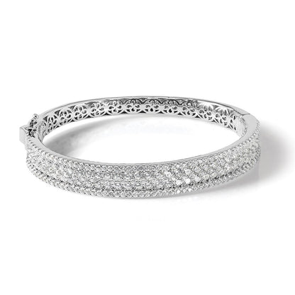 Sterlingsilber Schimmernd Rhodiniert 215 Stein Pavé Zirkonia Klappbar Armreif Armband