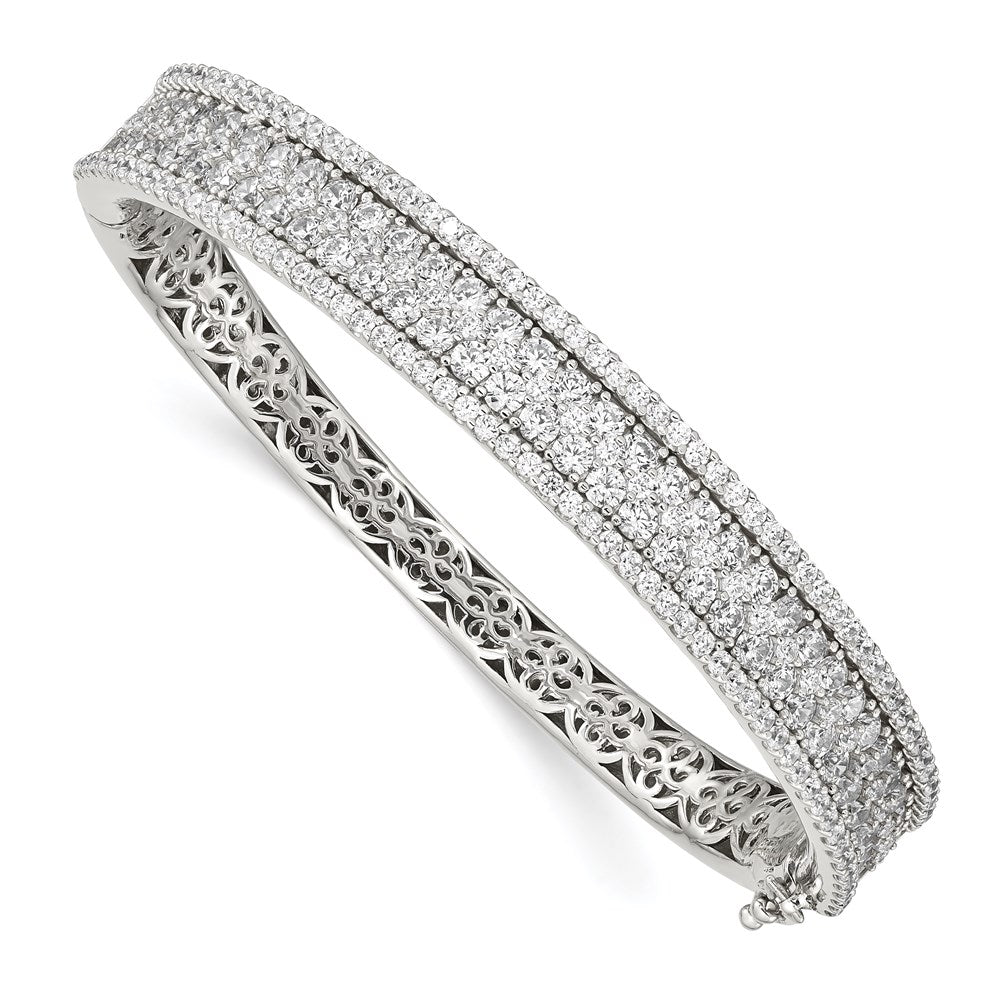 Sterlingsilber Schimmernd Rhodiniert 215 Stein Pavé Zirkonia Klappbar Armreif Armband