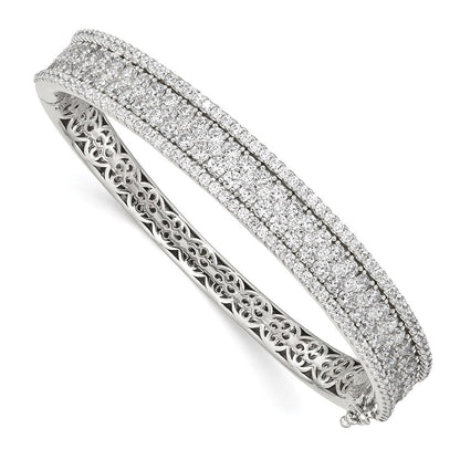 Sterlingsilber Schimmernd Rhodiniert 215 Stein Pavé Zirkonia Klappbar Armreif Armband