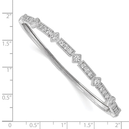 Sterlingsilber Schimmernd Rhodiniert 25 Stein Zirkonia Klappbar Armreif Armband