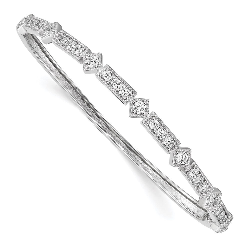 Sterlingsilber Schimmernd Rhodiniert 25 Stein Zirkonia Klappbar Armreif Armband