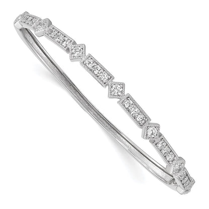 Sterlingsilber Schimmernd Rhodiniert 25 Stein Zirkonia Klappbar Armreif Armband