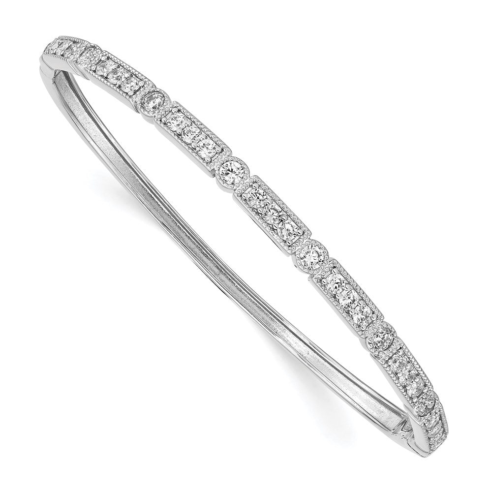 Sterlingsilber Schimmernd Rhodiniert 29 Stein Zirkonia Klappbar Armreif Armband
