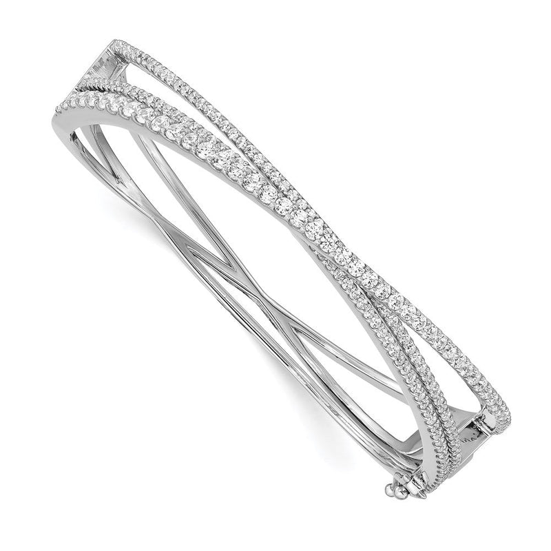 Sterlingsilber Schimmernd Rhodiniert 177 Stein Zirkonia Klappbar Kreuz Armreif Armband