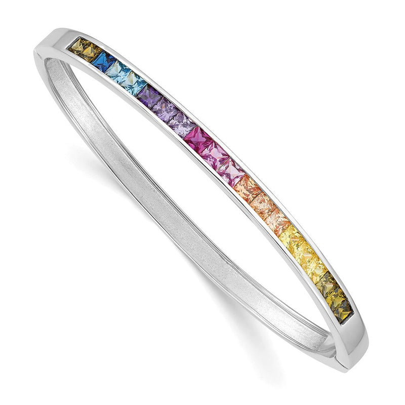 Sterlingsilber Prizma Rhodiniert Kanalfassung-set Bunt Zirkonia Klappbar Armreif