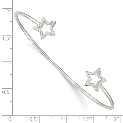 Sterlingsilber Ausgeschnitten Stern Manschette Armreif
