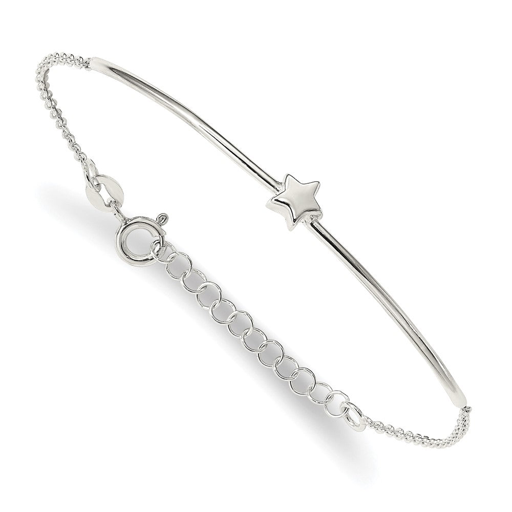 6 Zoll Sterlingsilber Sterne Armreif und Armband mit 1 Verlängerung. Zwei Stück Set